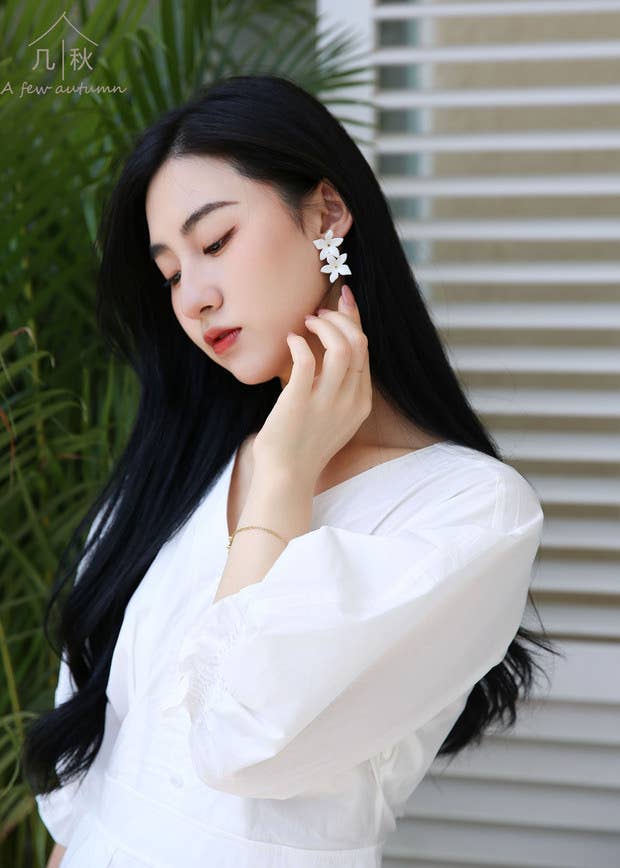 Jasmine Breeze Porcelain Statement Earrings - Birch & Bracken