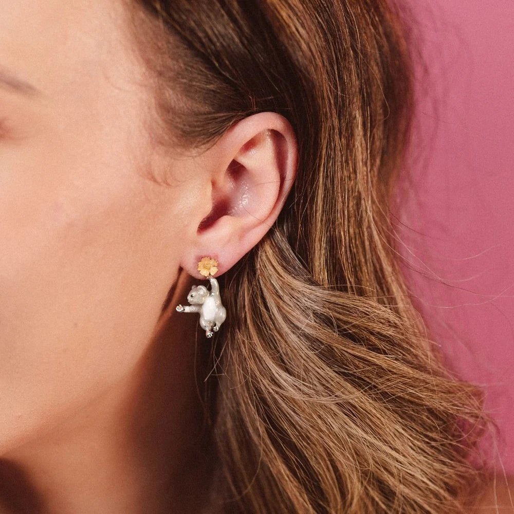 DOWAY Cute Koala Earrings – Acrylic Cartoon Bamboo Drop Dangle Earrings For Women, Funny Gift