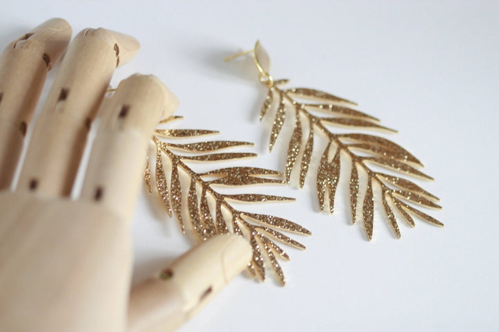 Large Textured Leaf Earrings - Birch & BrackenEARRINGS