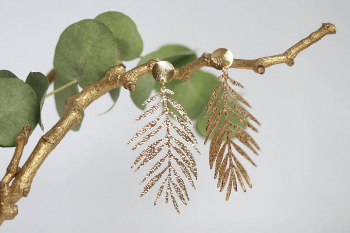 Large Textured Leaf Earrings - Birch & BrackenEARRINGS