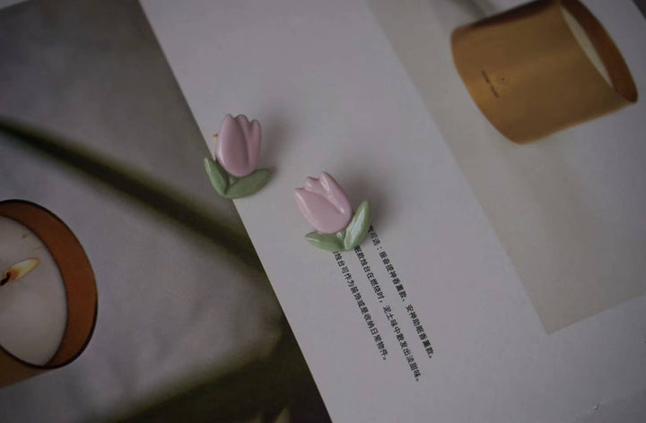 Lilac Tulip Porcelain Stud Earrings - Birch & Bracken