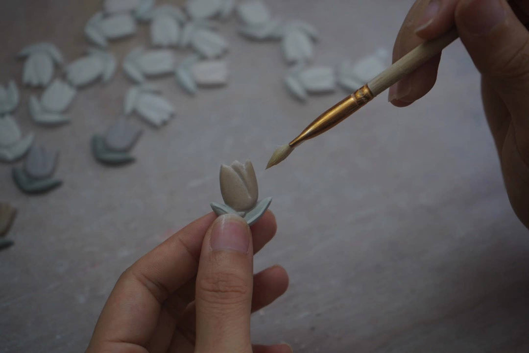 Lilac Tulip Porcelain Stud Earrings - Birch & Bracken