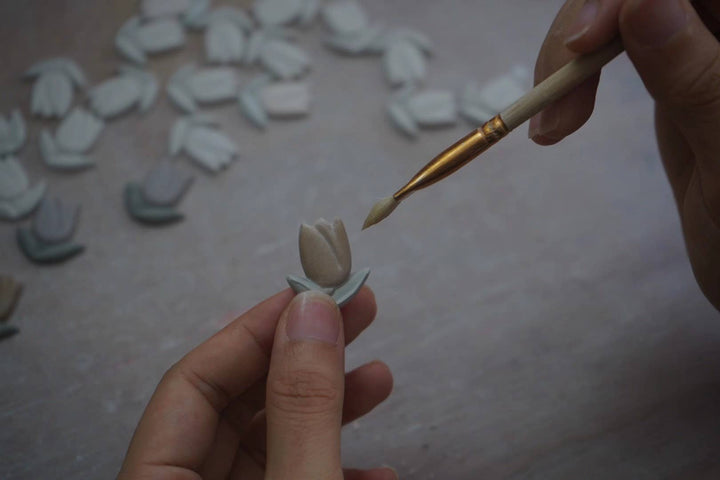 Lilac Tulip Porcelain Stud Earrings - Birch & Bracken