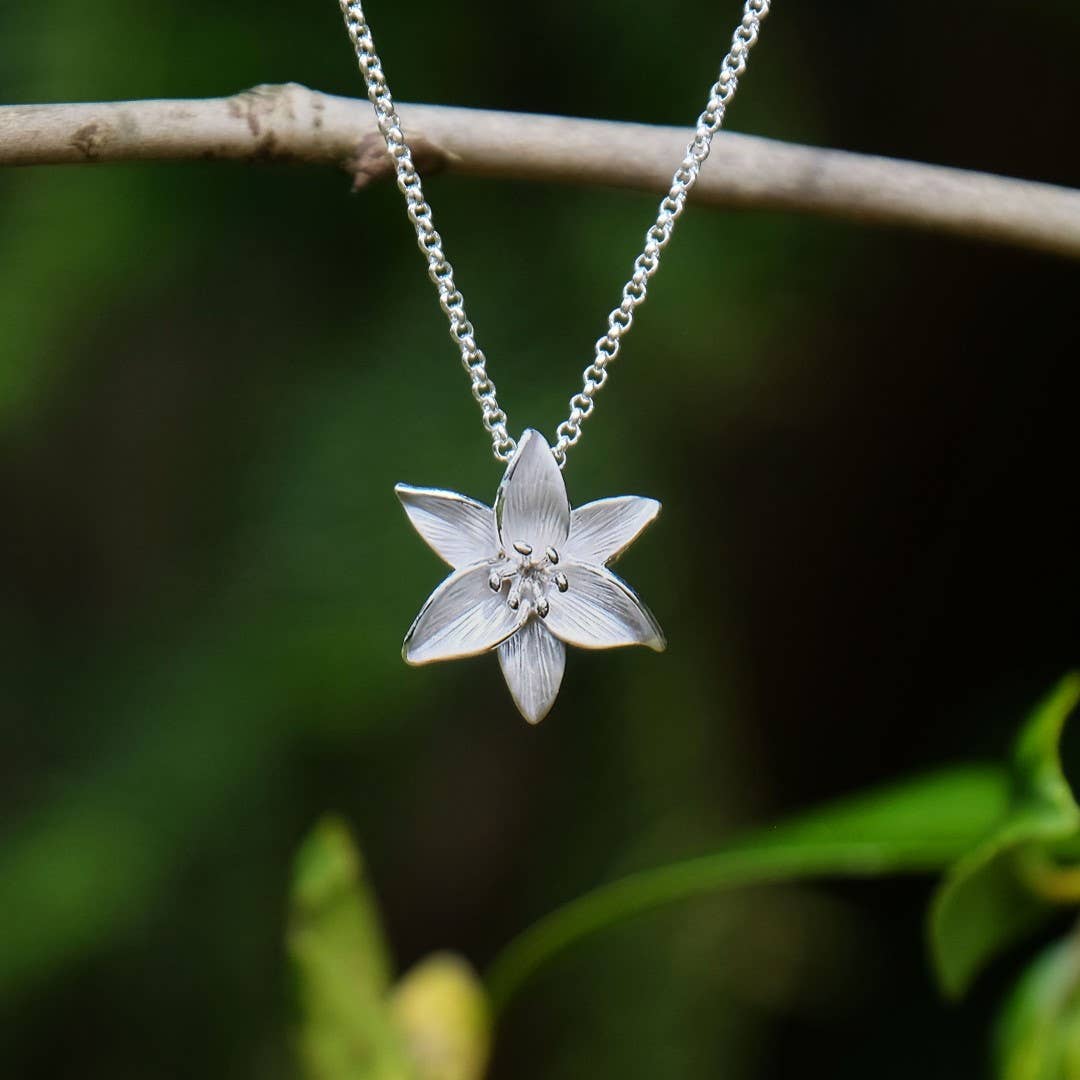 Lily White Flower Pendant Necklace - Birch & BrackenNECKLACE