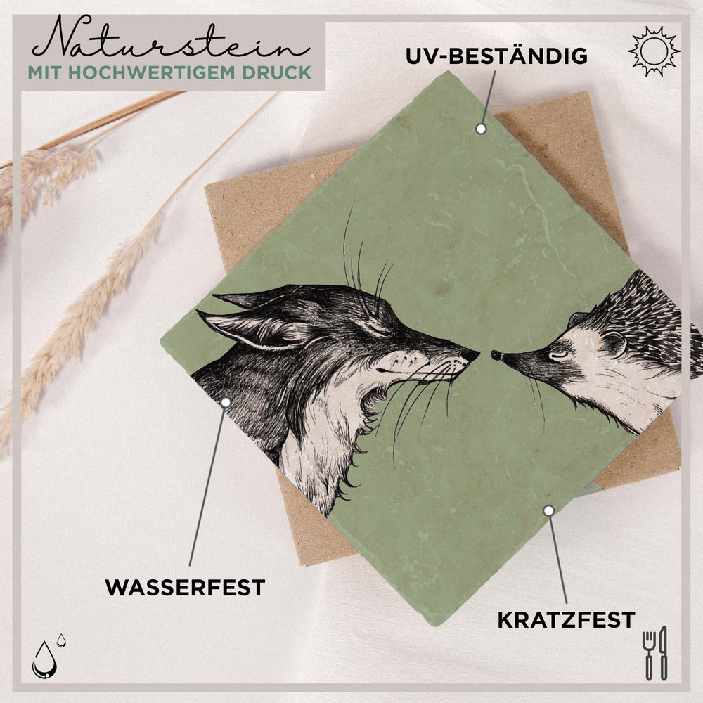Natural Stone Coaster: Fox And Hedgehog - Birch & BrackenCOASTERS