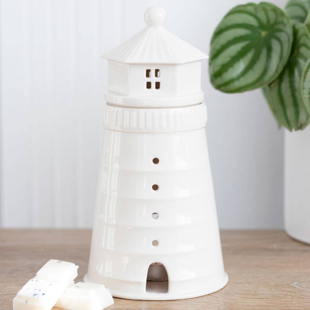 Nautical White Lighthouse Oil Burner and Wax Warmer - Birch & BrackenWAX BURNER