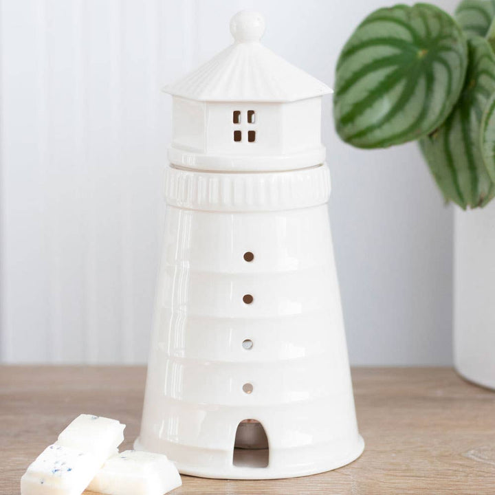 Nautical White Lighthouse Oil Burner and Wax Warmer - Birch & BrackenWAX BURNER