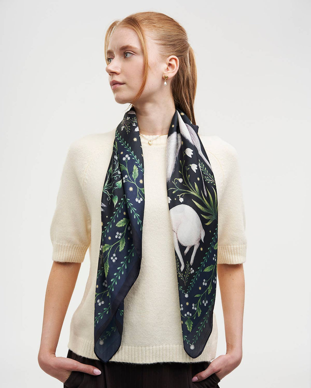 Niva Narrative Medium Square Scarf in Navy - Birch & BrackenSCARF