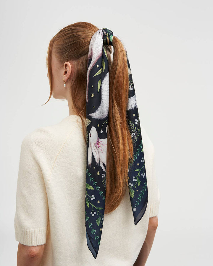 Niva Narrative Medium Square Scarf in Navy - Birch & BrackenSCARF