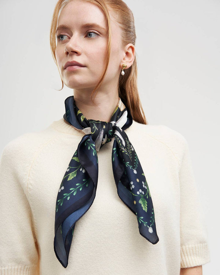 Niva Narrative Medium Square Scarf in Navy - Birch & BrackenSCARF