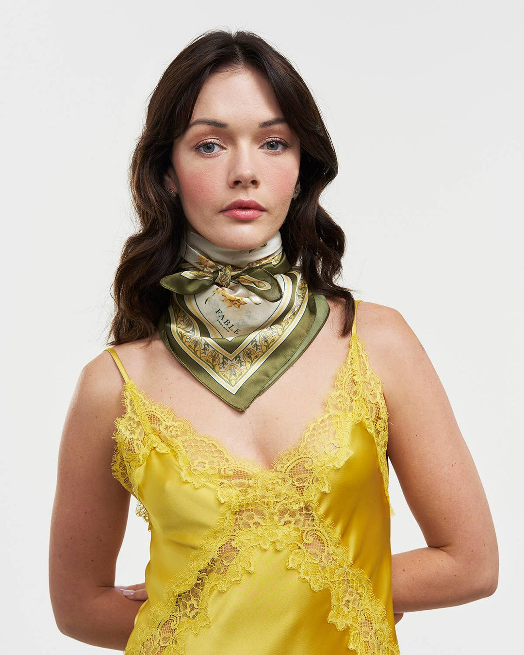 Nouveau Floral Yellow Square Scarf - Birch & BrackenSCARF