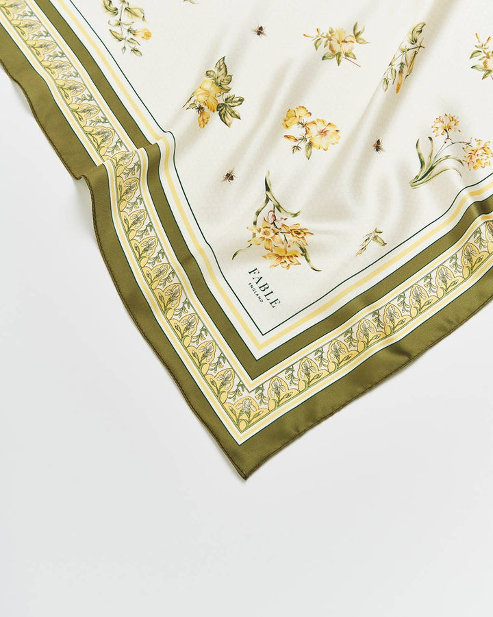 Nouveau Floral Yellow Square Scarf - Birch & BrackenSCARF