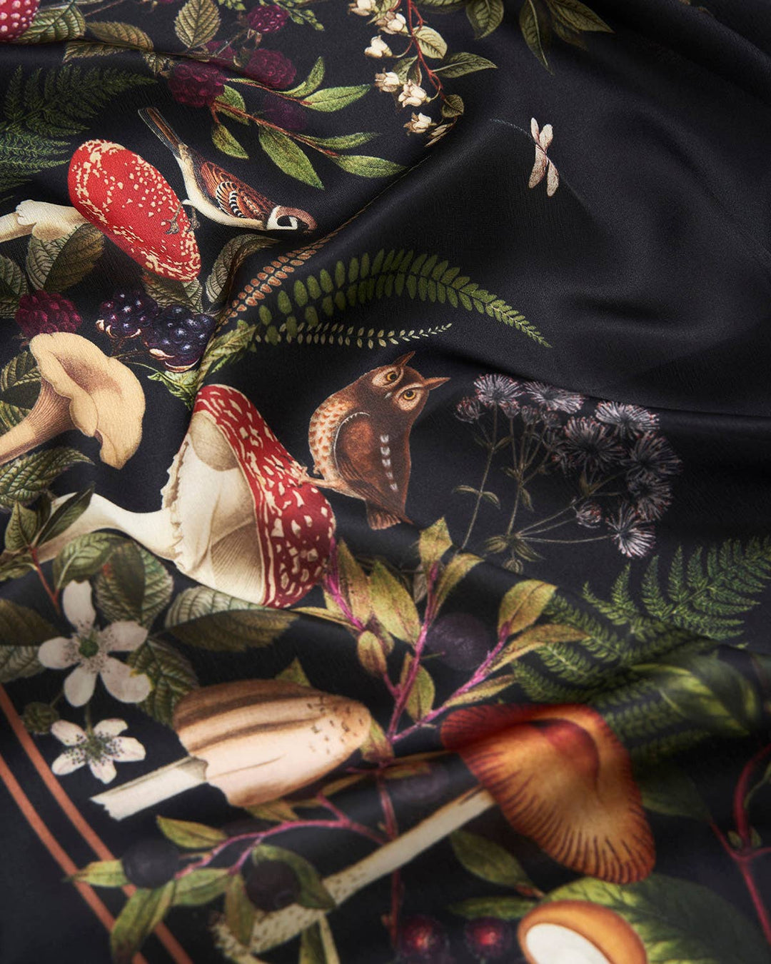 Orla Mushroom Small Square Scarf in Black - Birch & BrackenSCARF