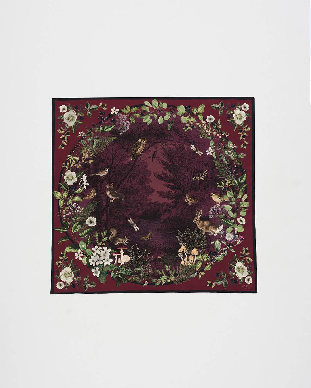 Orla Narrative Medium Square Scarf in Burgundy - Birch & BrackenSCARF