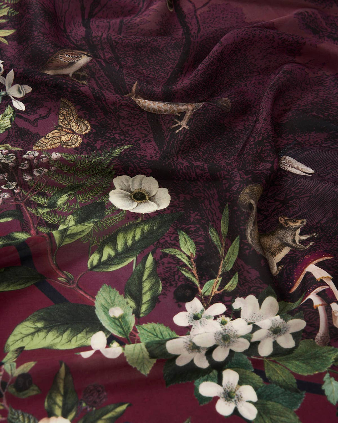 Orla Narrative Medium Square Scarf in Burgundy - Birch & BrackenSCARF