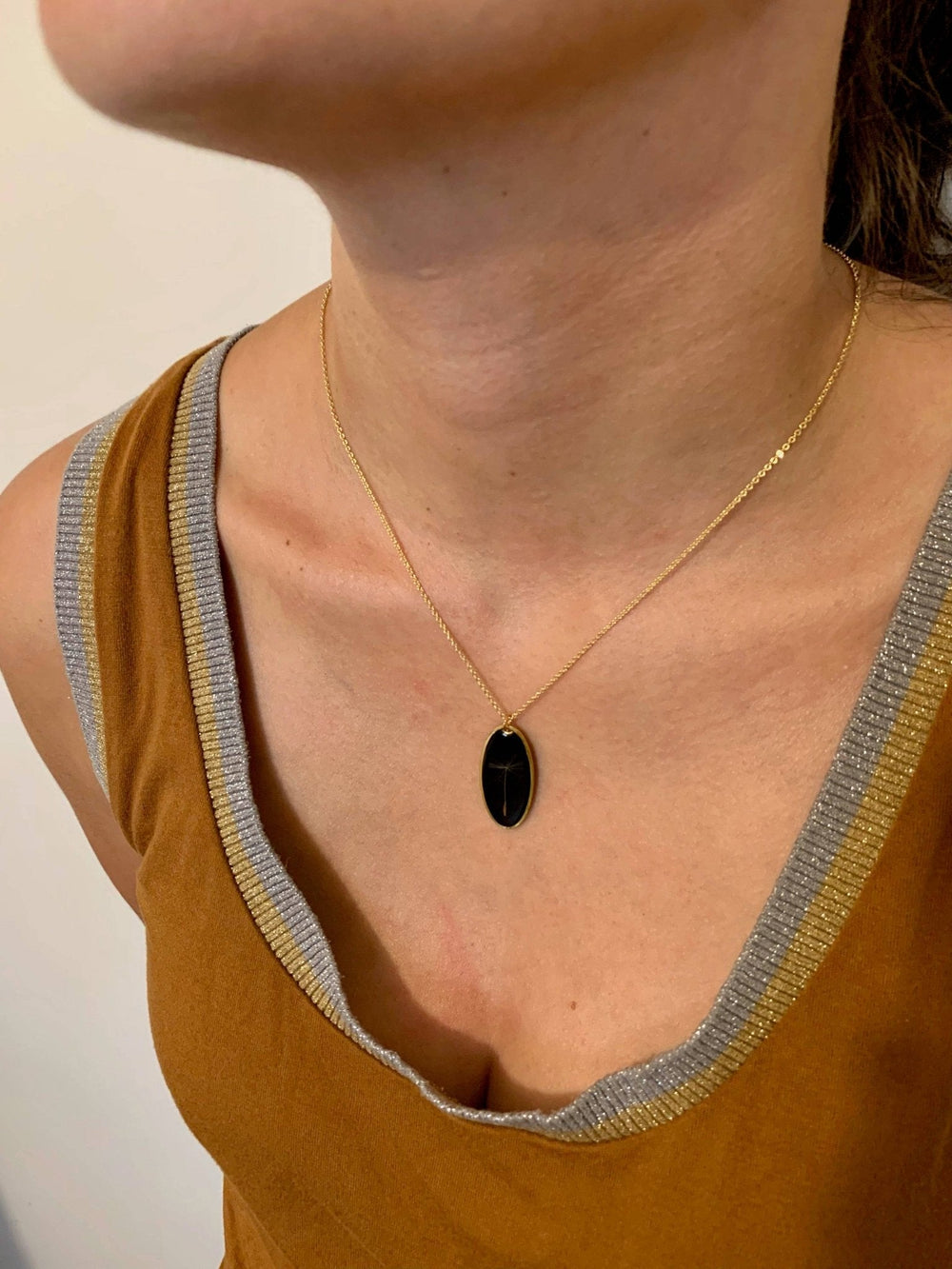 Oval Dandelion Seed Dried Flower Necklace - Birch & BrackenNECKLACE