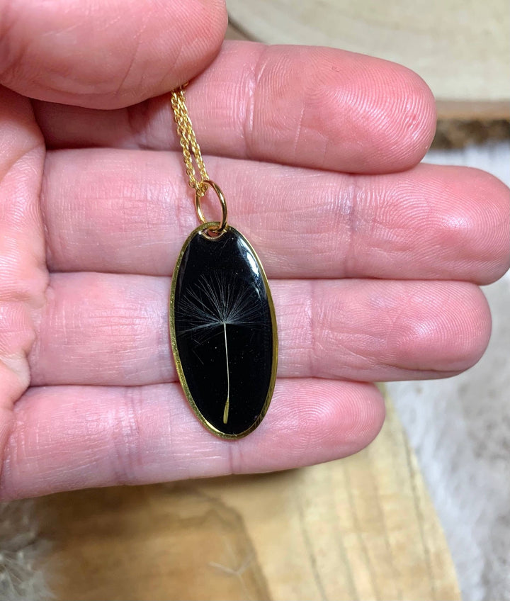 Oval Dandelion Seed Dried Flower Necklace - Birch & BrackenNECKLACE