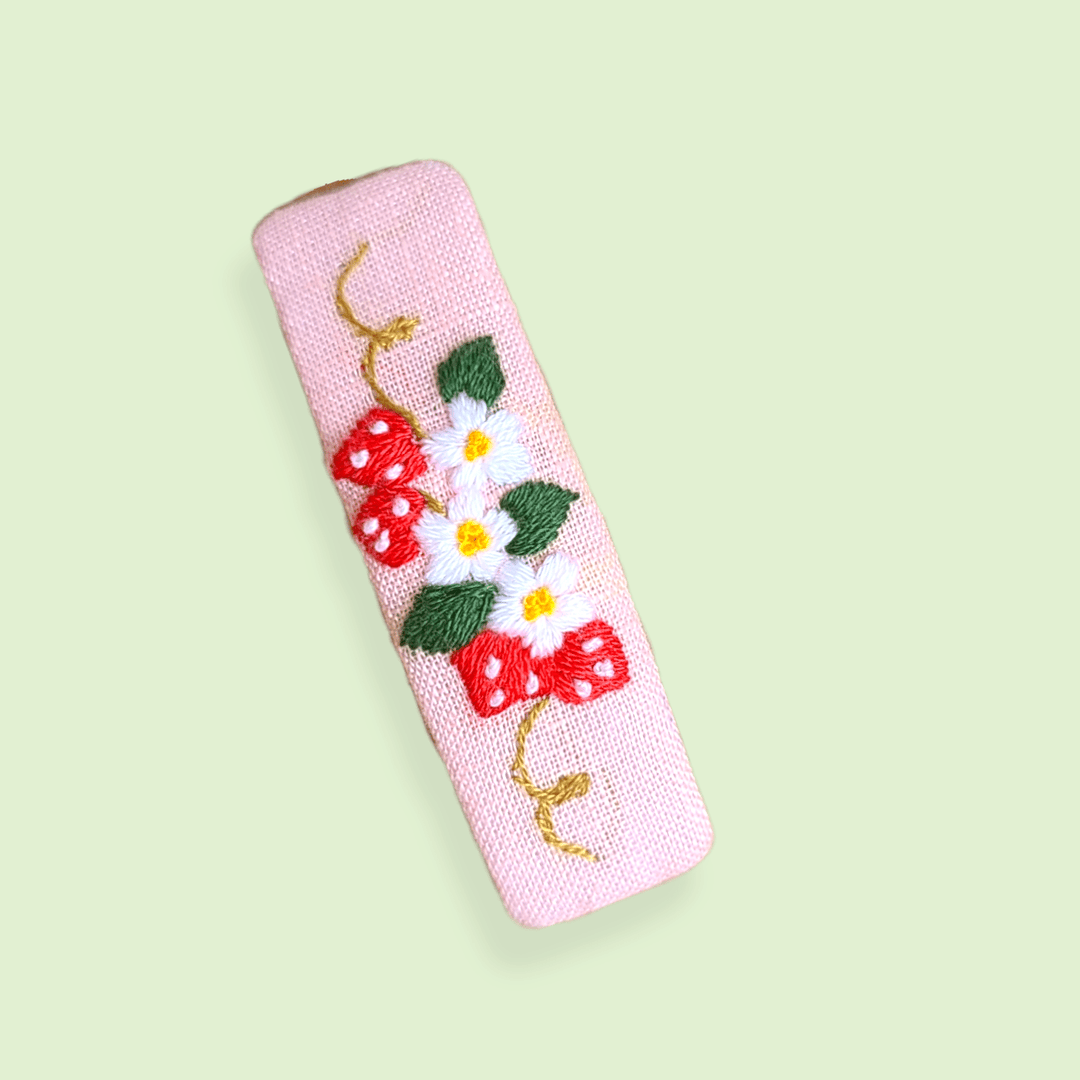 Pink Hand Embroidered Hairclip - Birch & BrackenHAIR ACCESSORIES