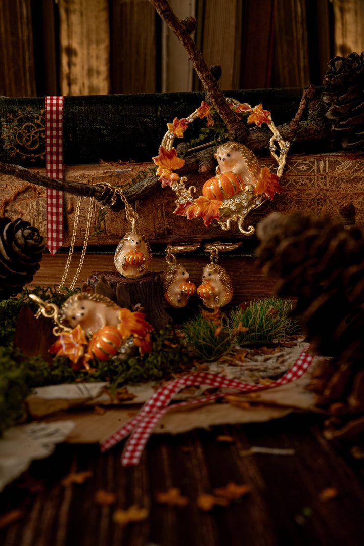 Pumpkin Hedgehog Brooch - Birch & BrackenBROOCH