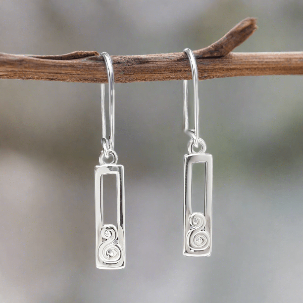Rectangle Spiral Drop Earrings - Birch & BrackenEARRINGS