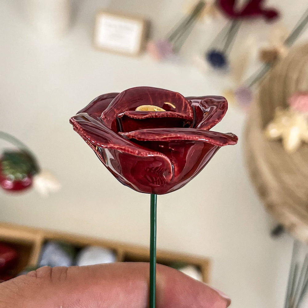 Red Rose Ceramic Flower - Birch & BrackenFLOWERS