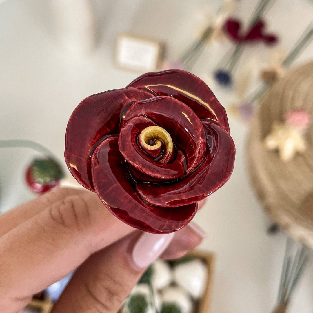 Red Rose Ceramic Flower - Birch & BrackenFLOWERS