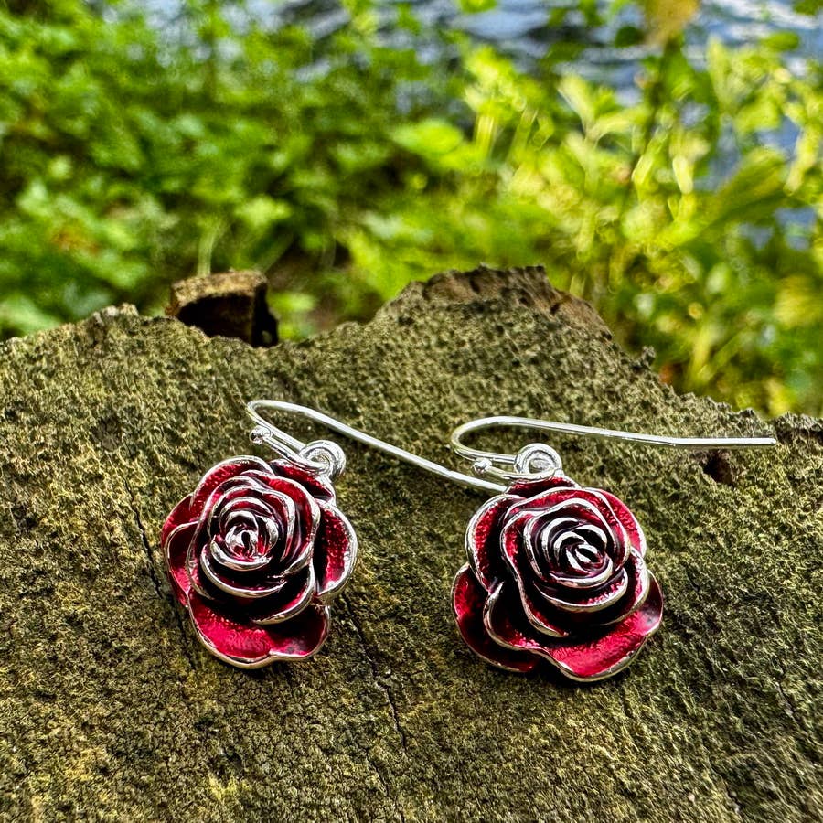 Red Rose Drop Earring - Birch & BrackenEARRINGS