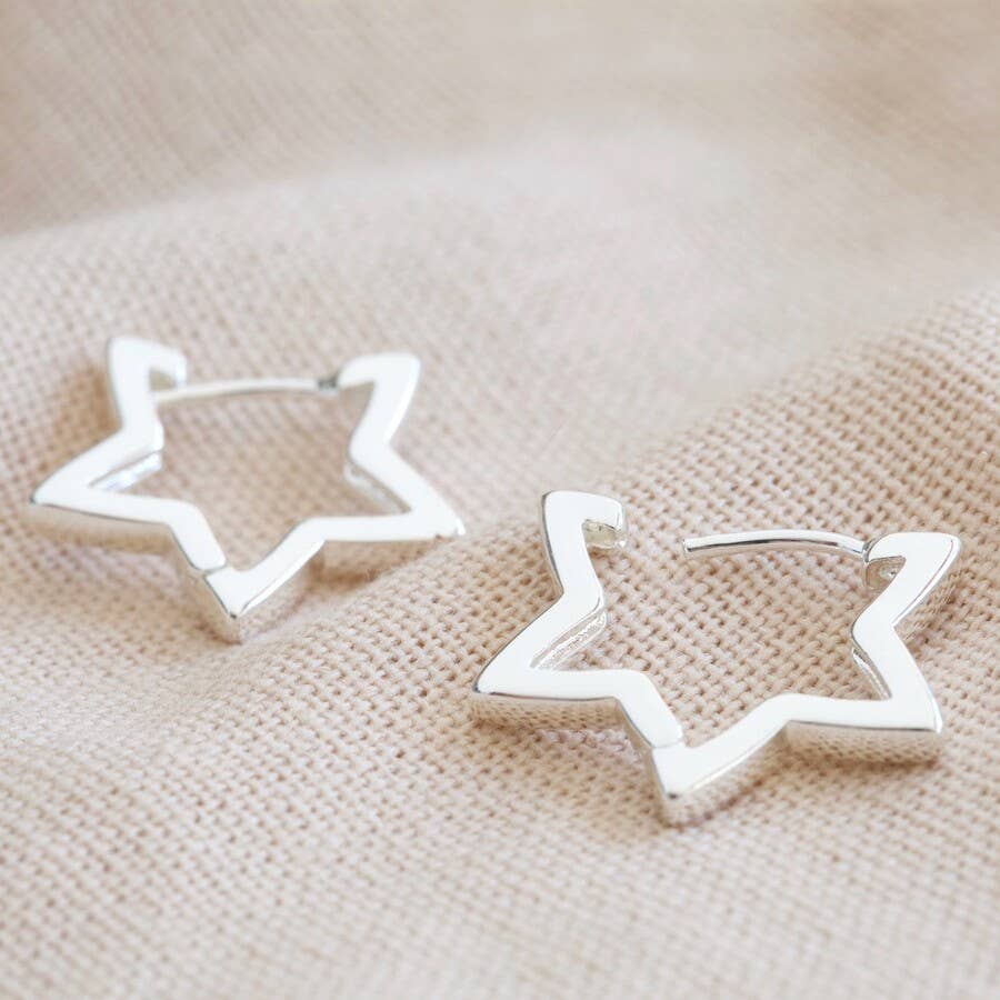 Silver Star Hoop Earrings - Birch & BrackenEARRINGS