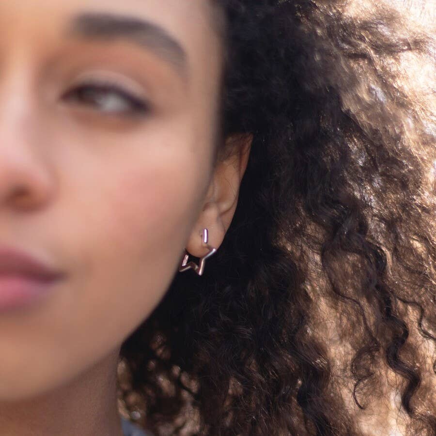 Silver Star Hoop Earrings - Birch & BrackenEARRINGS