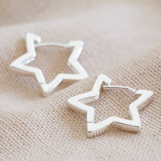 Silver Star Hoop Earrings - Birch & BrackenEARRINGS