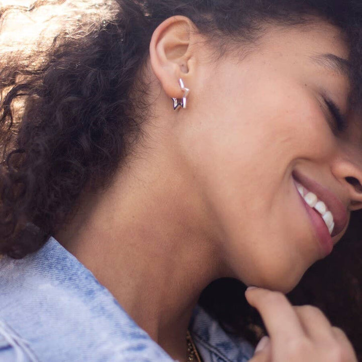 Silver Star Hoop Earrings - Birch & BrackenEARRINGS