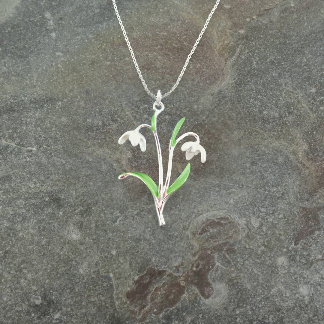 Snowdrop Flower Pendant Necklace - Birch & BrackenNECKLACE
