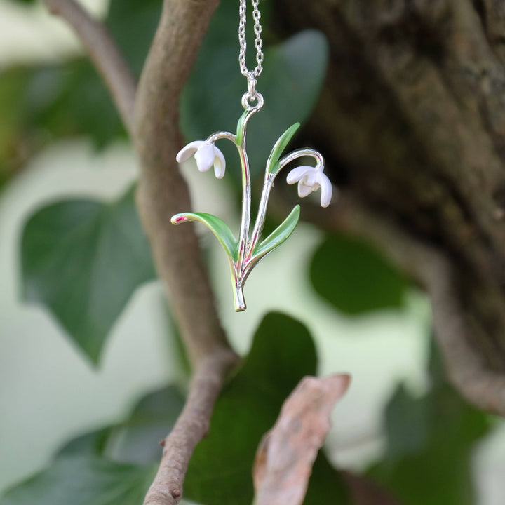 Snowdrop Flower Pendant Necklace - Birch & BrackenNECKLACE