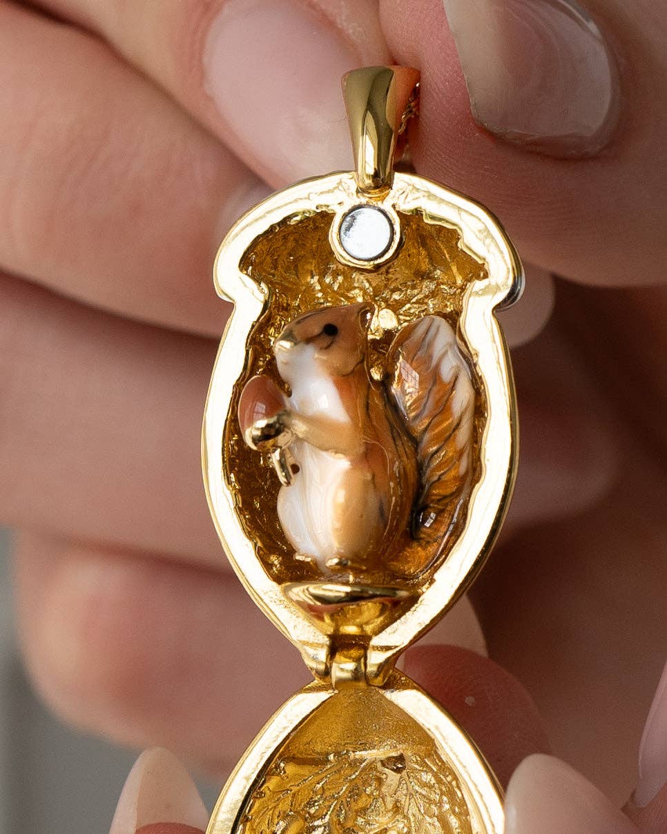 Squirrel Acorn Locket - Birch & BrackenNECKLACE
