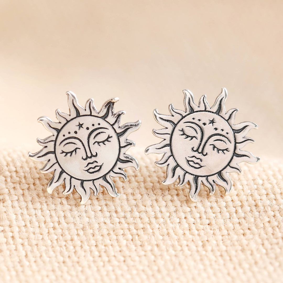 Sterling Silver Sunshine Face Stud Earrings - Birch & BrackenEARRINGS