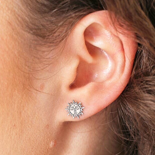 Sterling Silver Sunshine Face Stud Earrings - Birch & BrackenEARRINGS