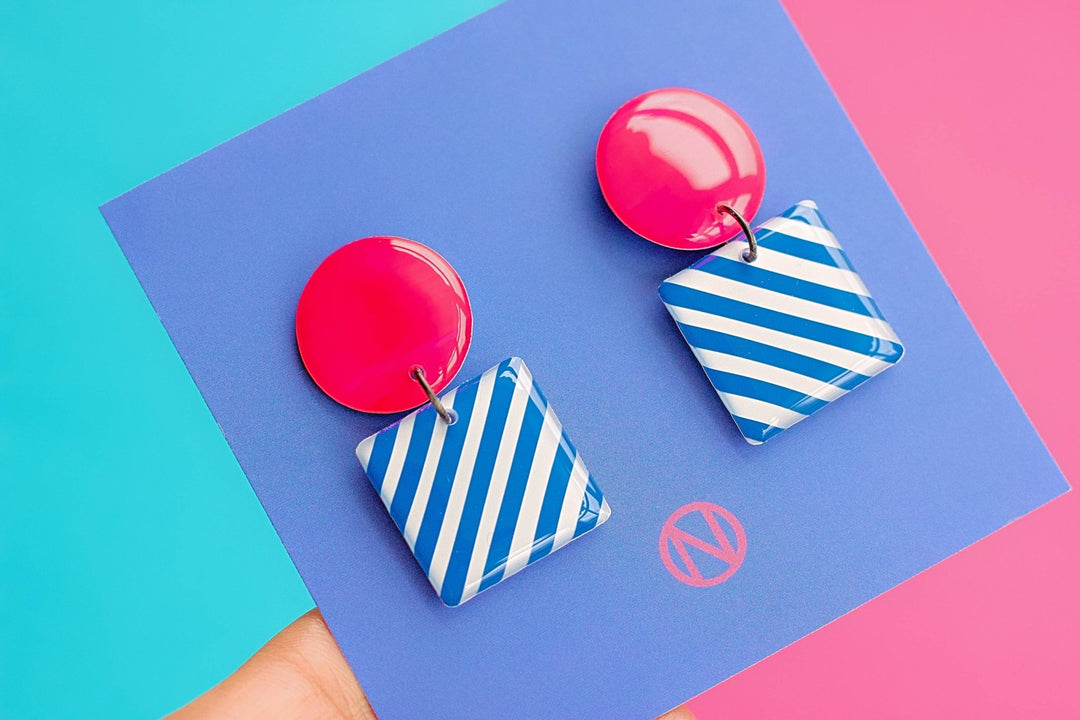 Stripes Resin Statement Earrings - Birch & BrackenEARRINGS