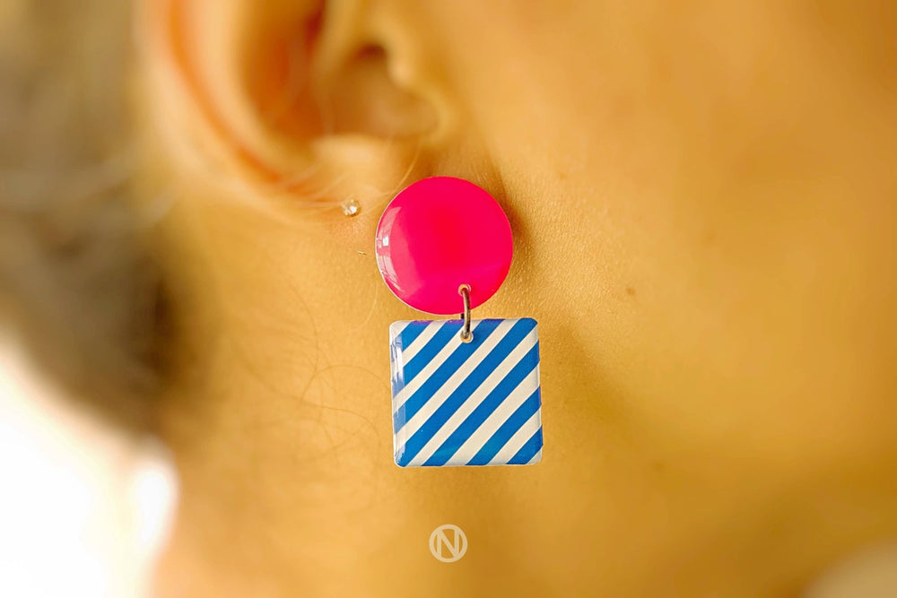 Stripes Resin Statement Earrings - Birch & BrackenEARRINGS