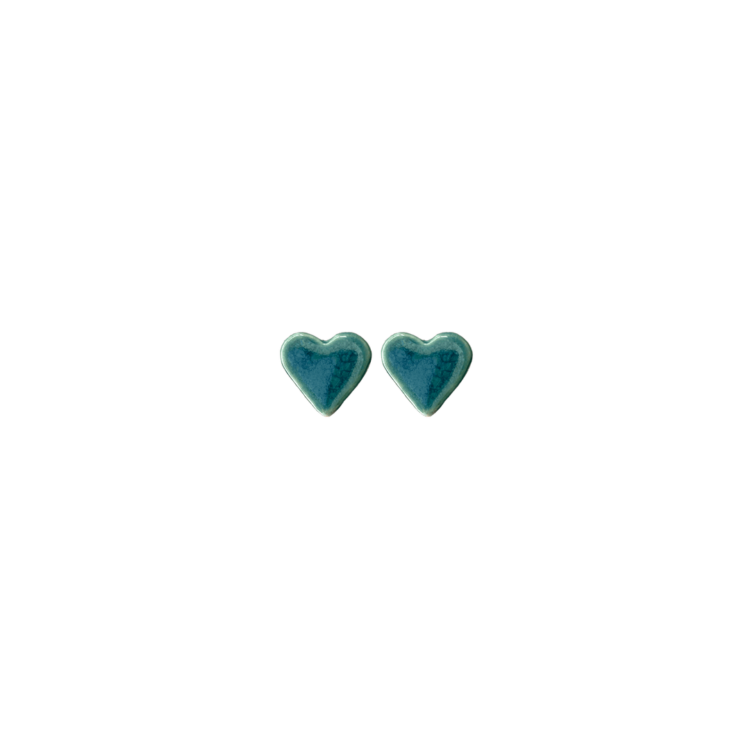 Turquoise ceramic heart earrings - Birch & BrackenEARRINGS