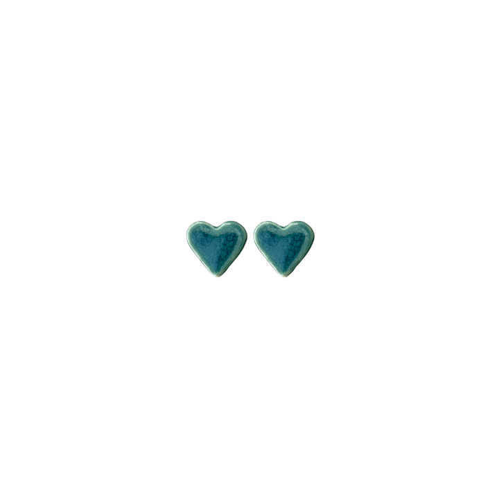 Turquoise ceramic heart earrings - Birch & BrackenEARRINGS