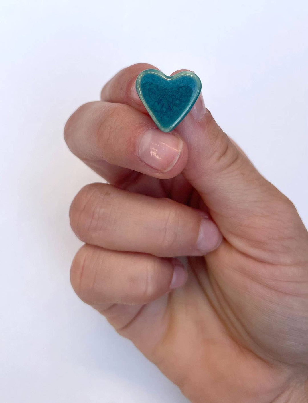 Turquoise ceramic heart earrings - Birch & BrackenEARRINGS