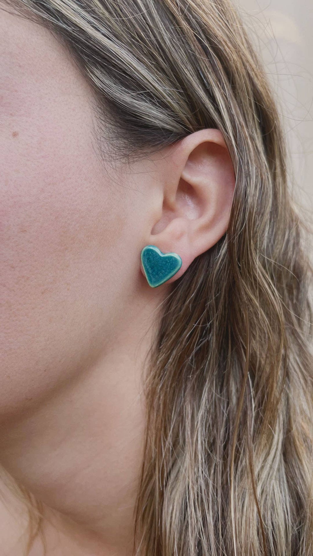 Turquoise ceramic heart earrings - Birch & BrackenEARRINGS