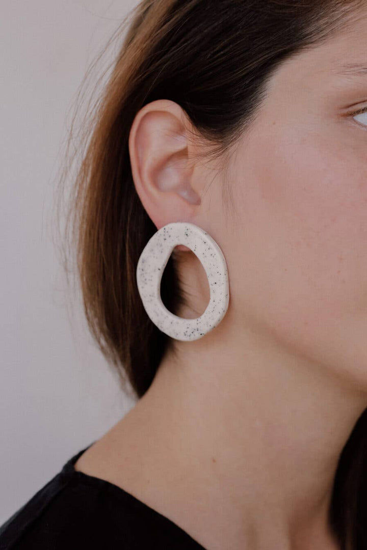 White Circle Ceramic Earrings - Birch & BrackenEARRINGS