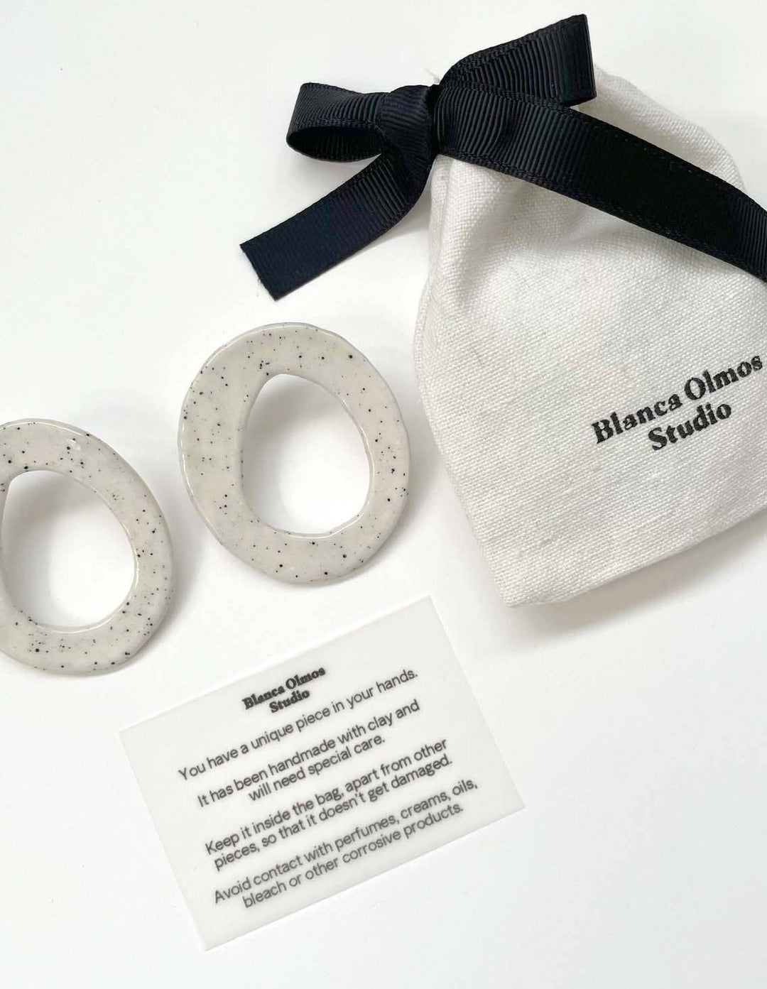 White Circle Ceramic Earrings - Birch & BrackenEARRINGS