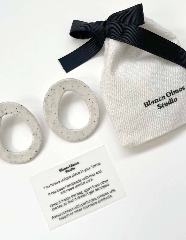 White Circle Ceramic Earrings - Birch & BrackenEARRINGS