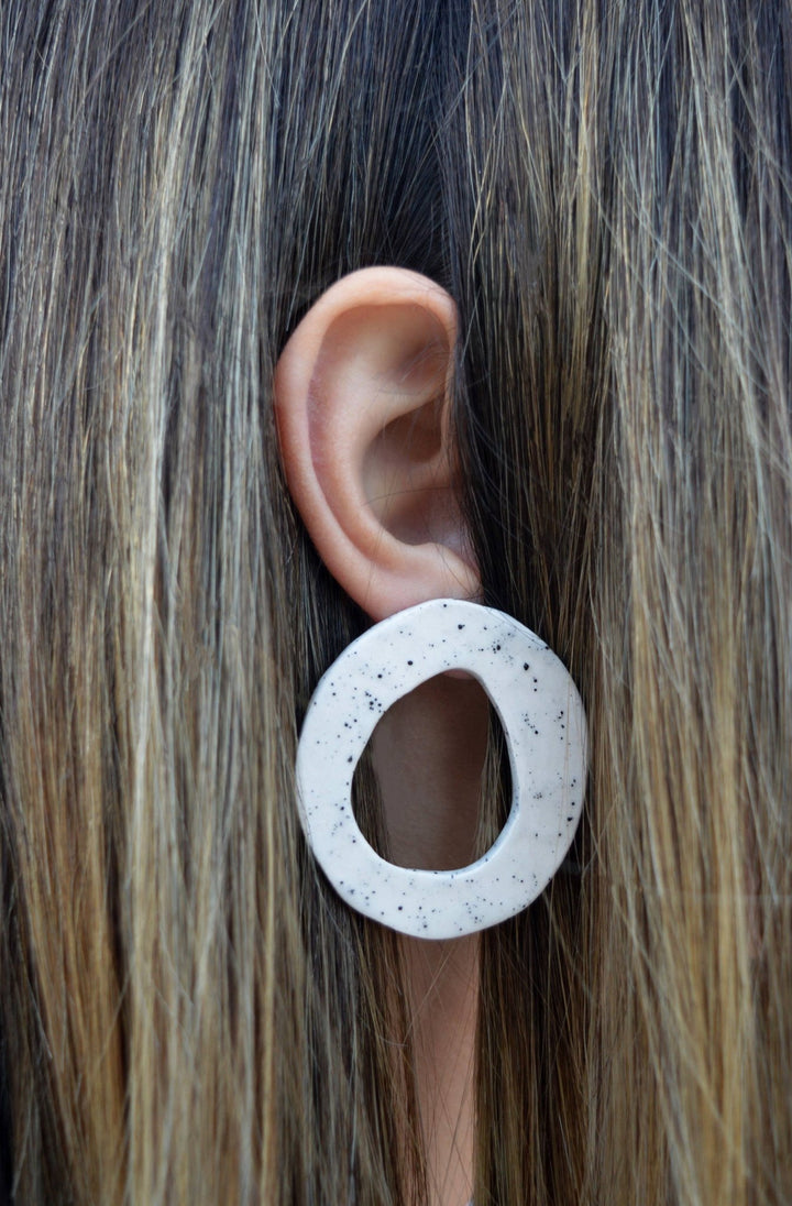 White Circle Ceramic Earrings - Birch & BrackenEARRINGS