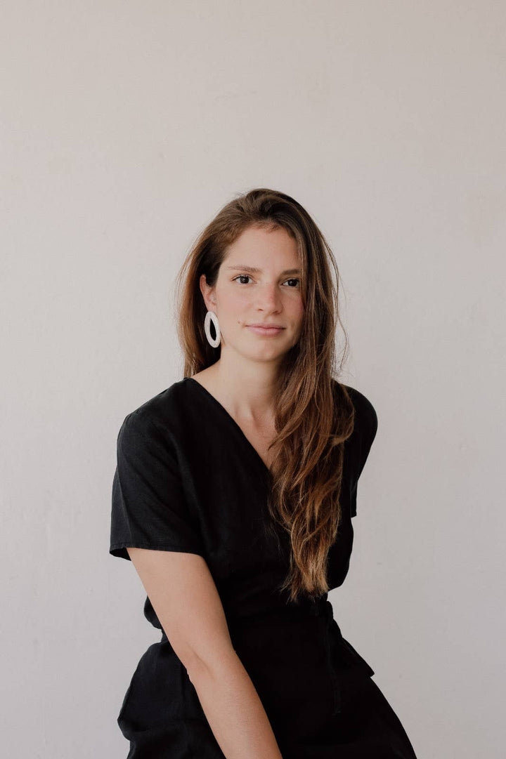 White Circle Ceramic Earrings - Birch & BrackenEARRINGS