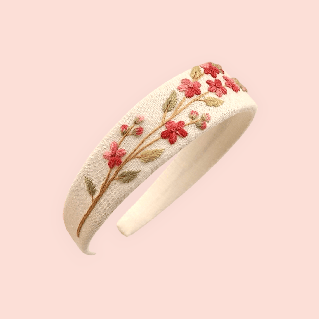 White Hand Embroidered Headband - Birch & BrackenHAIR ACCESSORIES