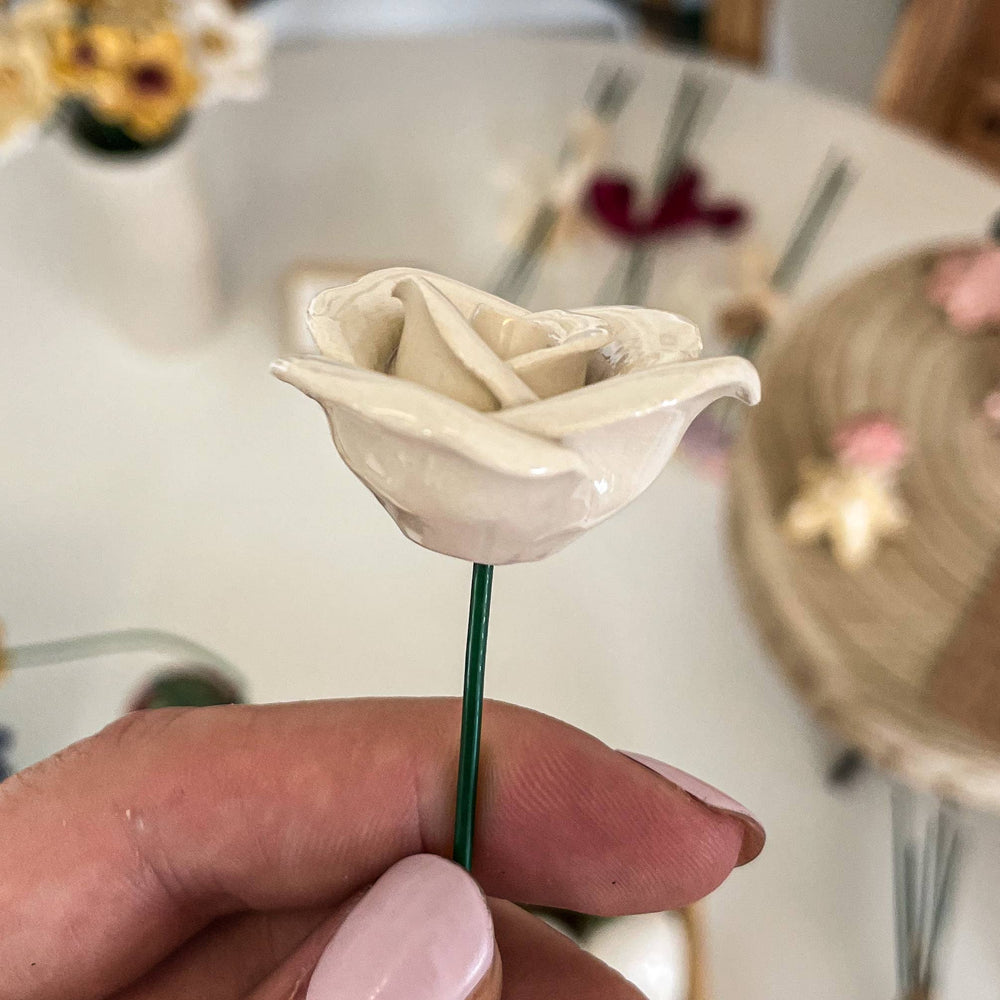 White Rose Ceramic Flower - Birch & BrackenFLOWERS