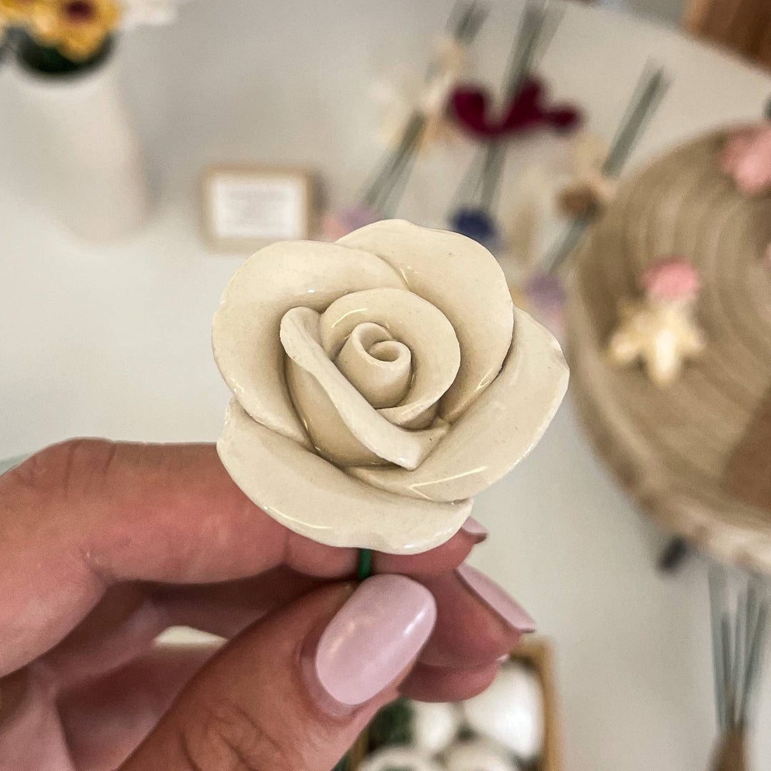 White Rose Ceramic Flower - Birch & BrackenFLOWERS